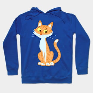 orange cat is sitting and looking happily Hoodie